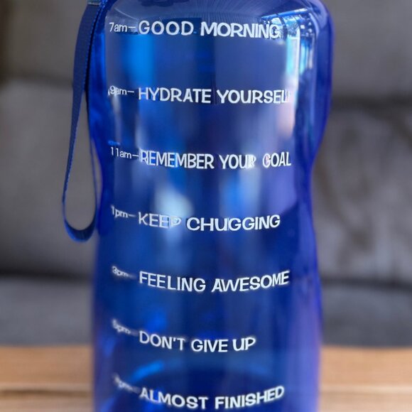 Motivational Water Jug, 128oz, Blue - Picture 1 of 4